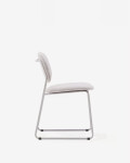 Silla apilable Meli de chenilla chenilla beige y patas de metal beige