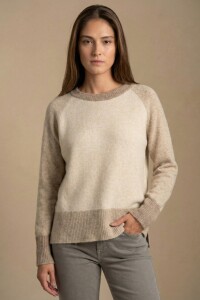 Sweater Color Block Beige Melange