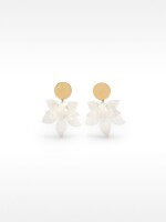 Pendientes Maxi Con Flor Marmoleada blanco