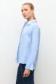 Camisa 100% Lino celeste melange