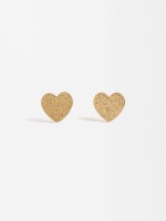 Pendientes Corazón Con Efecto Martillado dorado