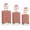 Set de Valijas Rígidas x3 con Ruedas 360° – Equipaje de Viaje Rosada