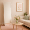 Espejo Rectangular de Pie con Marco de PVC Modelo Flor Blanco