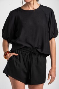 Blusa Mangas Balloon Negro