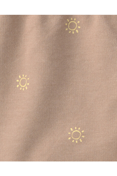 Set dos piezas de algodón, short y remera, marrón, diseño sol Sin color