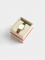 Reloj Rectangular Con Pulsera Efecto Piel caqui