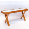 APARADOR PATA CRUZ 160X40 BLANCO - MADERA CINAMOMO - VIDRIO BLANCO APARADOR PATA CRUZ 160X40 BLANCO - MADERA CINAMOMO - VIDRIO BLANCO