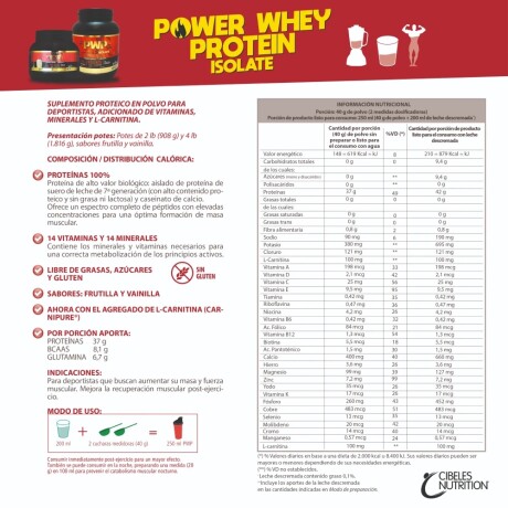 Power Whey Protein Isolate 4lb Cibeles Nutrition Vainilla