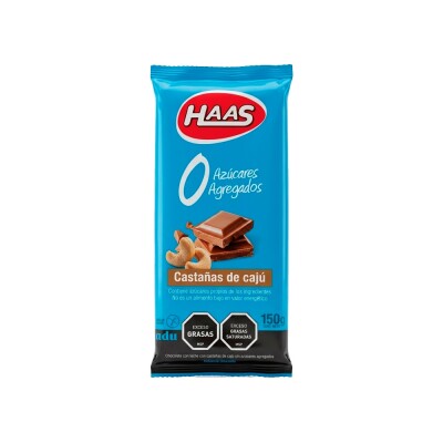 Chocolate con Castañas de Cajú 0% Azúcar 150g Haas Choco Castañas 0% 150g Haas