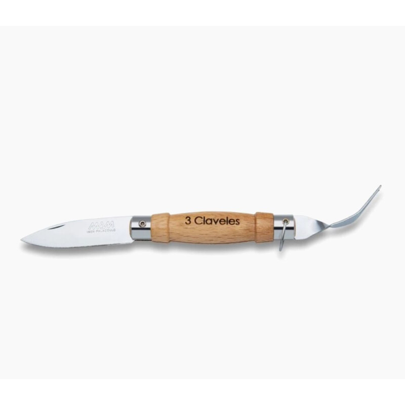 Navaja Multifuncional Camping con Cuchilla y Tenedor de Acero Inoxidable Mango de Madera de Haya Navaja Multifuncional Camping con Cuchilla y Tenedor de Acero Inoxidable Mango de Madera de Haya