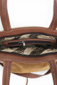 Cartera balde chica en cuero y gamuza Camel