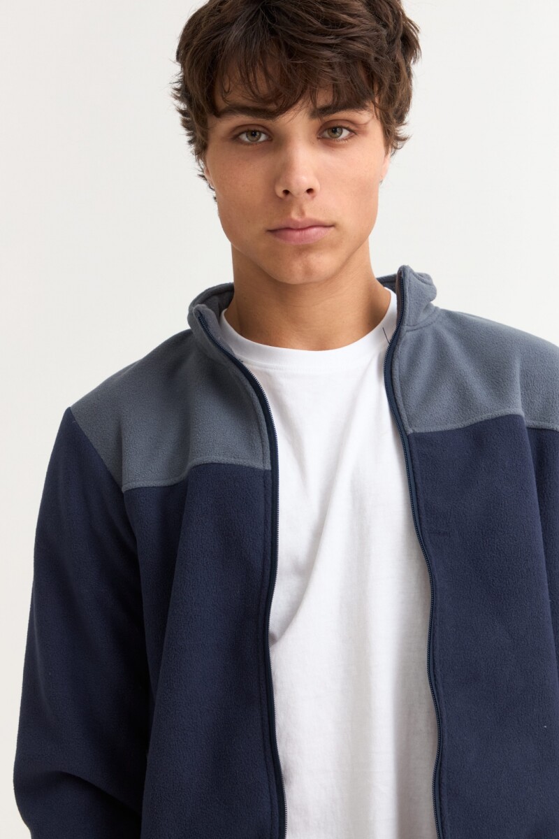 Campera de polar con corderito AZUL