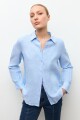 Camisa 100% Lino celeste melange