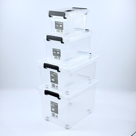 Caja de Almacenamiento Transparente con Rueditas 50L / 49cm x 38cm x 25cm Caja de Almacenamiento Transparente con Rueditas 50L / 49cm x 38cm x 25cm