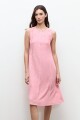 Vestido lino detalle desflecado rosado melange