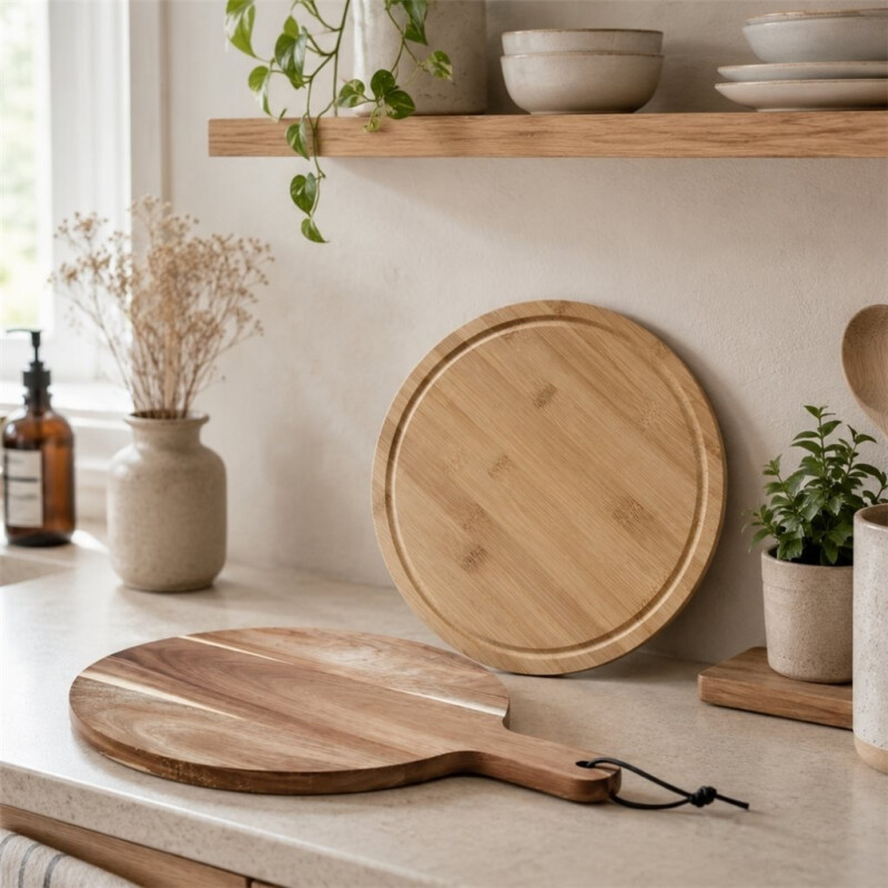 Tabla de Madera Acacia Redonda con Mango Tabla de Madera Acacia Redonda con Mango