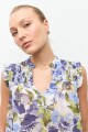 Blusa estampa Santa Rita azul piedra