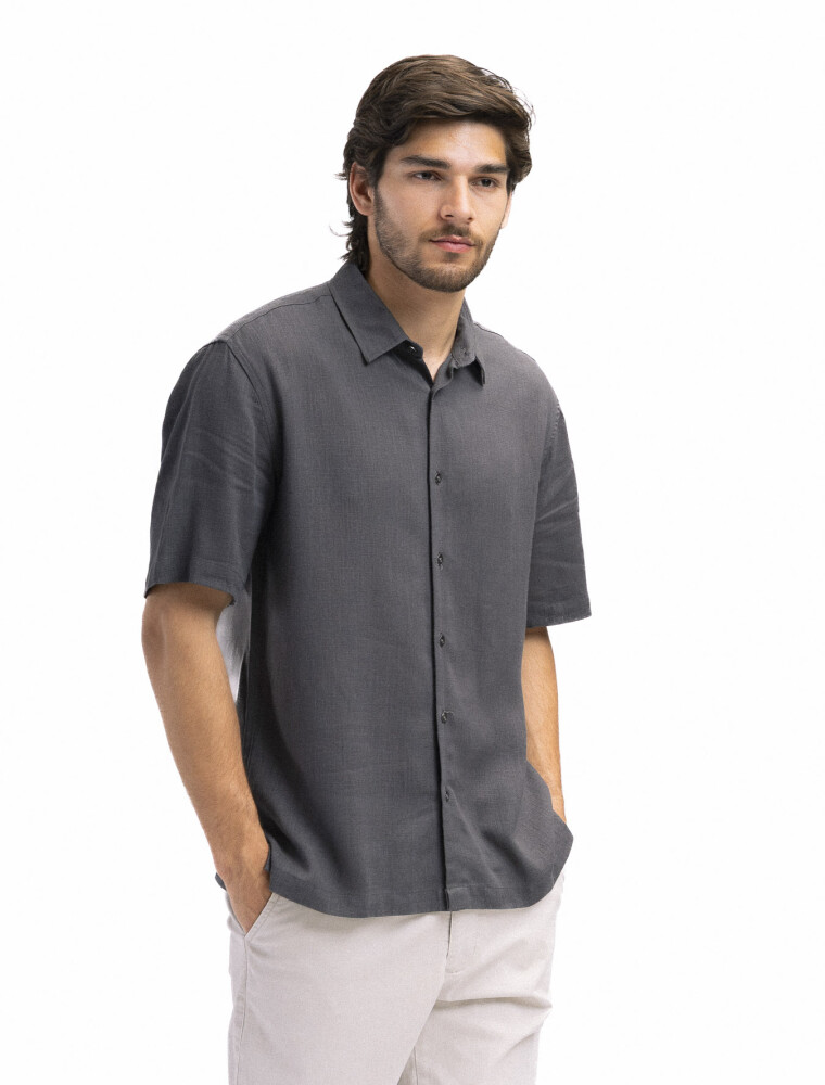 Camisa Manga Corta Hawaii Gris Oscuro