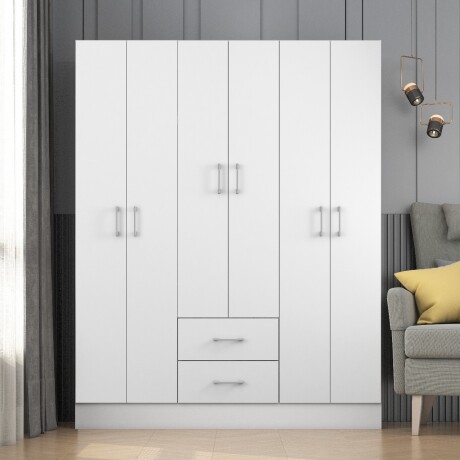 ROPERO 6 PUERTAS 2 CAJONES GUARDARROPA ARMARIO PLACARD CLOSET BLANCO