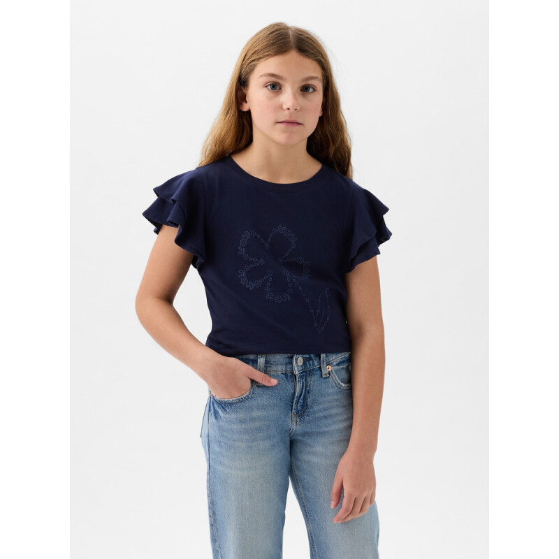 SS RUFFLE EMBRO BETTER GRPH TEE NEW OFF WHITE