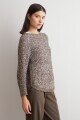 Sweater cinta ruedo curvo chocolate