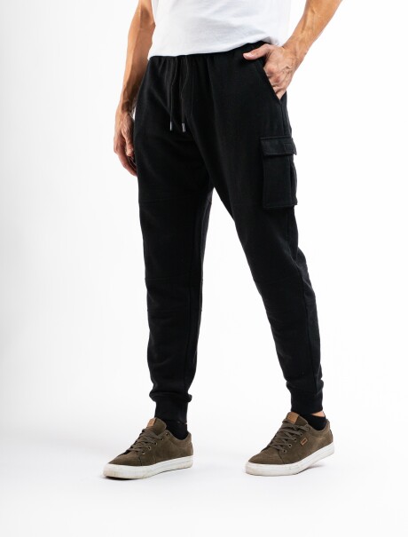 Pantalón Cargo de Felpa Negro