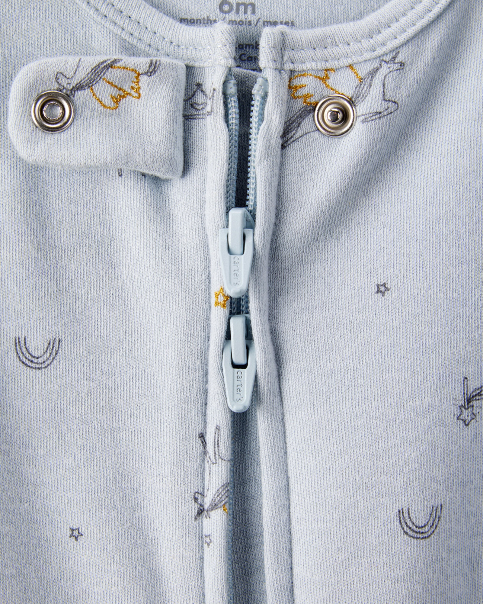 Pijama una pieza de algodón, con pie, diseño unicornios Sin color