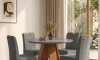 Juego De Comedor 4 Sillas Mesa Redonda - Celeste Gris / Gris