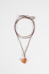 Collar cordón con corazón traslúcido naranja