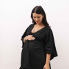 Bata Maternal Aurora Algodón – Embarazo y Lactancia Negro