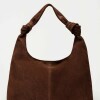 Cartera al hombro Juana en Cuero Gamuza Marron