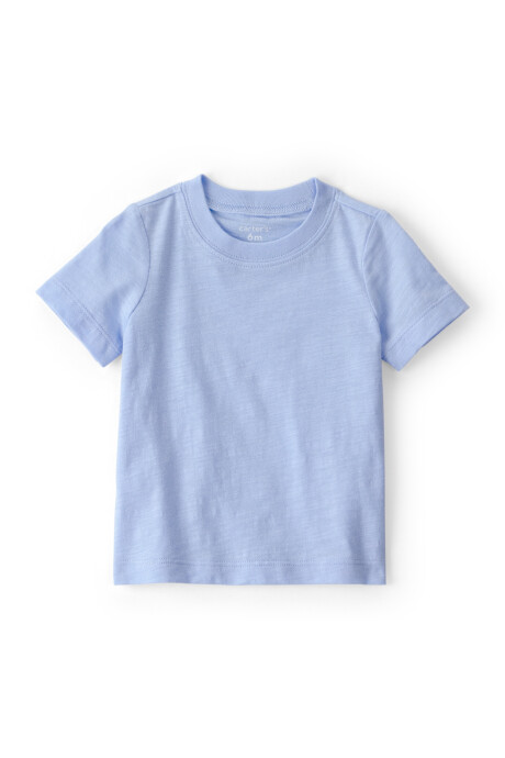 Set dos piezas de algodón, enterito corto a rayas y remera, azul Sin color