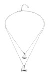 COLLAR DOBLE DE ALEACIÓN DE METALES BAÑADO EN PLATA DE LEY CON DOS CORAZONES Colgante