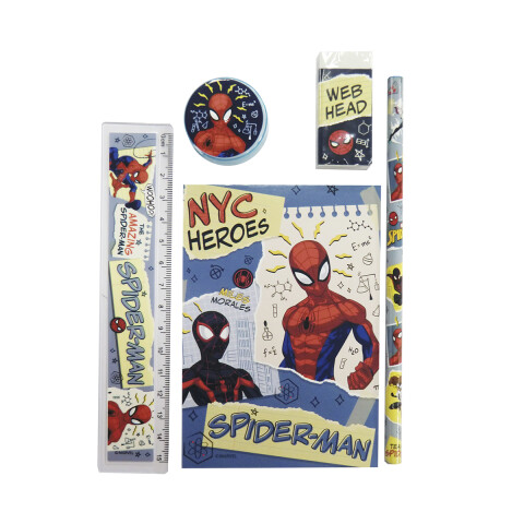 Set x 5 Útiles Escolares con Libreta Spiderman U