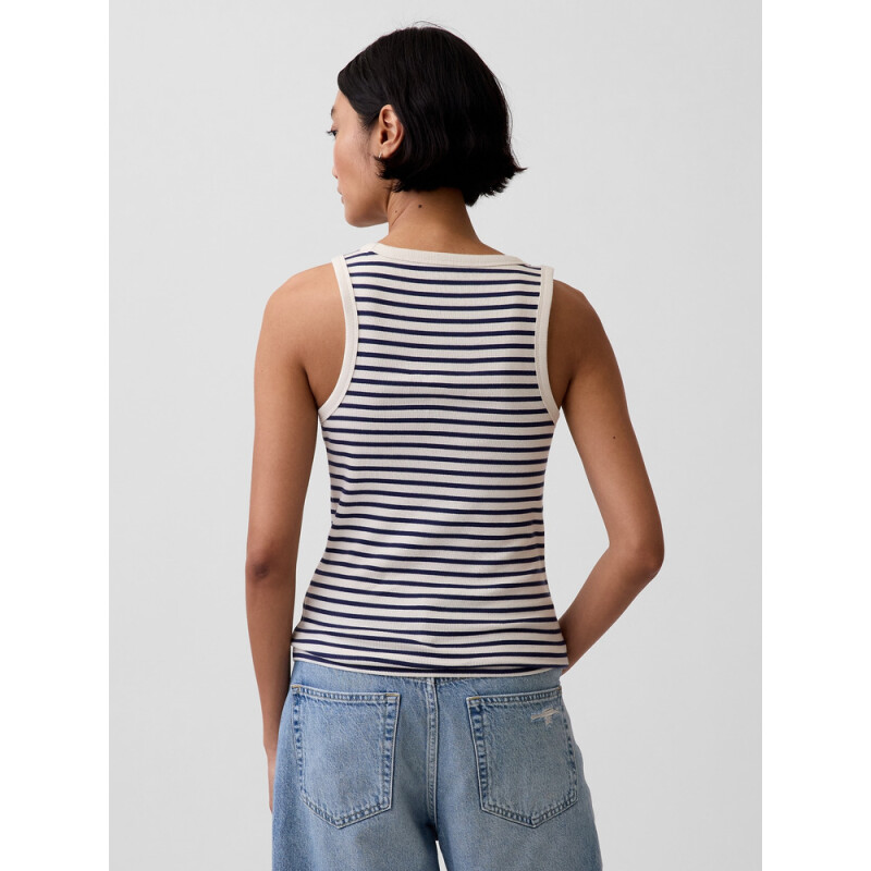 FRCH SL COTTON 2X2 LOGO TANK WHITE NAVY STRIPE