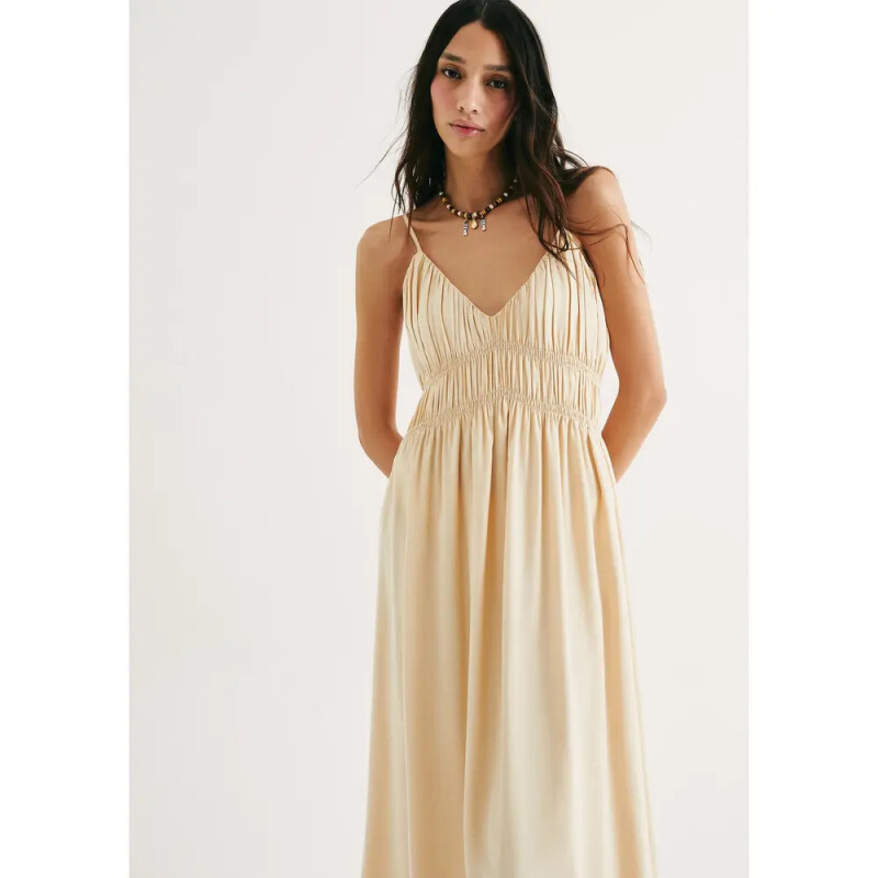 VESTIDO FEM CAQUI CLARO
