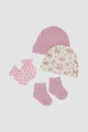 Pack gorro+medias+guantes jirafa Rosado