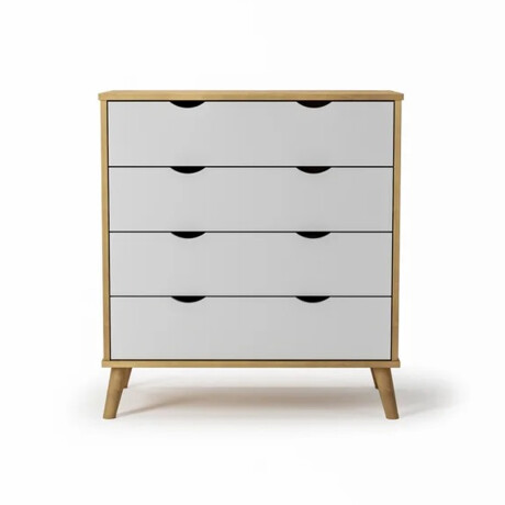 CÓMODA CAJONERA GUARDARROPA 4 CAJONES CON PATAS EN MADERA MACIZA BLANCO
