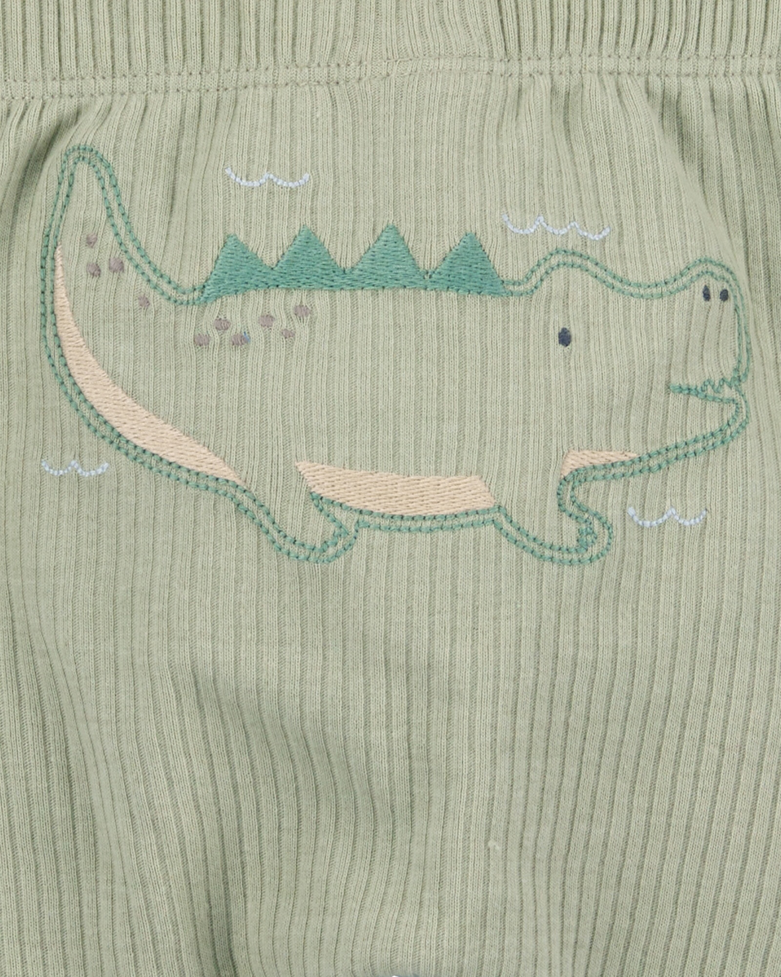 Set tres piezas de algodón, pantalón y dos bodies, diseño caimán Sin color