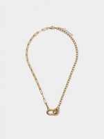 Collar De Eslabones Con Colgante Mosquetón dorado