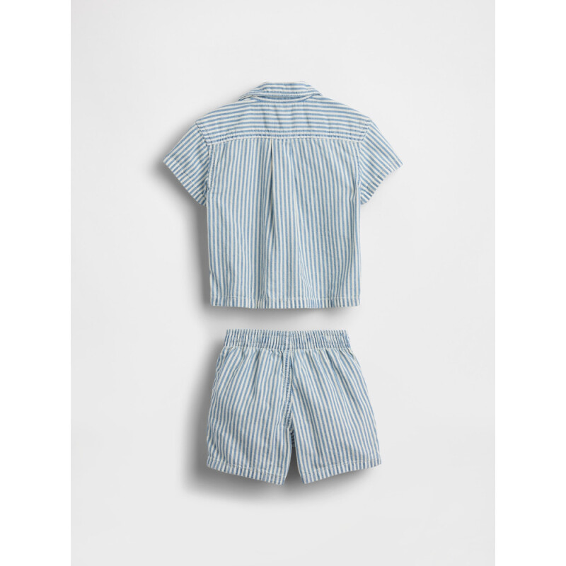 MFD B SS BTTN DOWN SHORT SET BLUE STRIPE