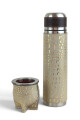Kit termo y mate en cuero premium Beige con dorado