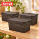 Set x3 Caja simil ratán 4 lts CHOCOLATE