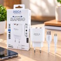Cargador Pared Roca 2.4A 2 x Usb A a Usb Cable Usb C 100cm Cargador Pared Roca 2.4A 2 x Usb A a Usb Cable Usb C 100cm