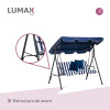 Hamaca Jardín Lumax con Toldo Hierro Exterior Azul/Blanco