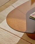 Mesa de centro Olir de vidrio templado y acero marrón 140 x 80 cm Mesa de centro Olir de vidrio templado y acero marrón 140 x 80 cm
