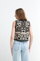 Chaleco crochet calado floral NEGRO