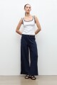 Pantalon pretina elastizada azul marino