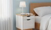 Mesa de Luz 1 puerta 1 cajón - Línea Nórdica Roble/Blanco