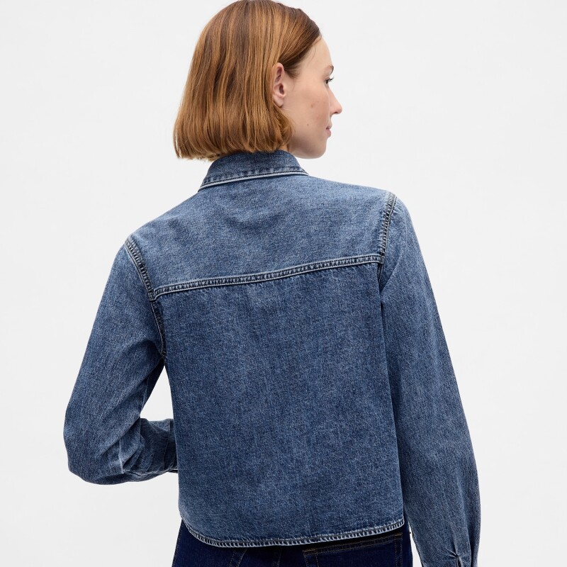 LS CROPPED SHACKET - MED AMET MEDIUM WASH